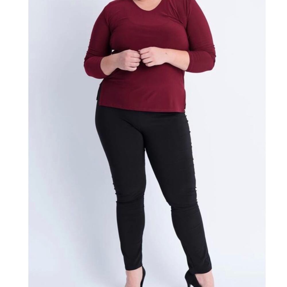 NEW (Magna Fashion) PLUS Straight Leg Basic Black Legging Pants F-23